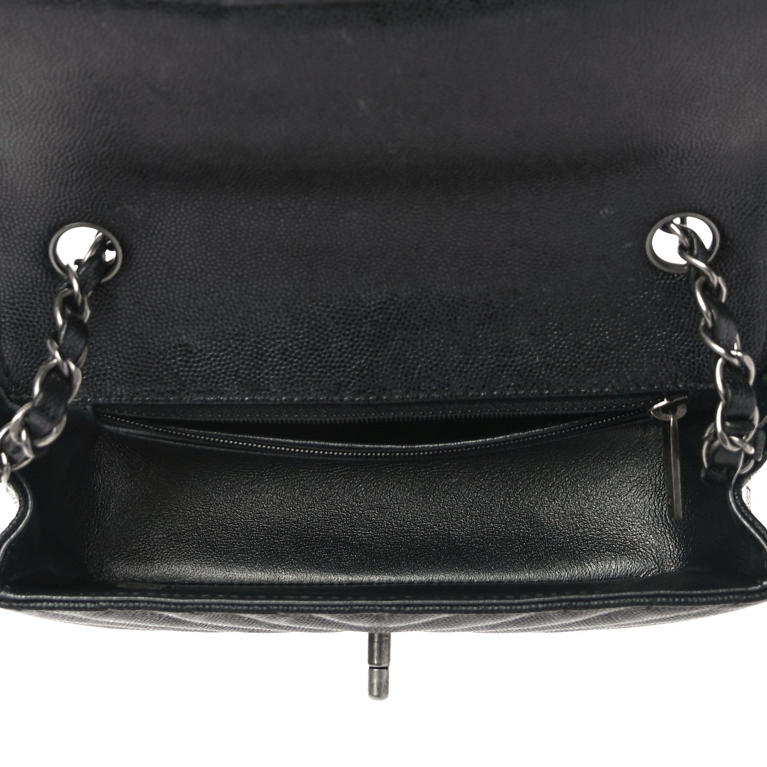 Chanel Caviar Chevron Quilted Mini Rectangular Flap Black 5 of 13