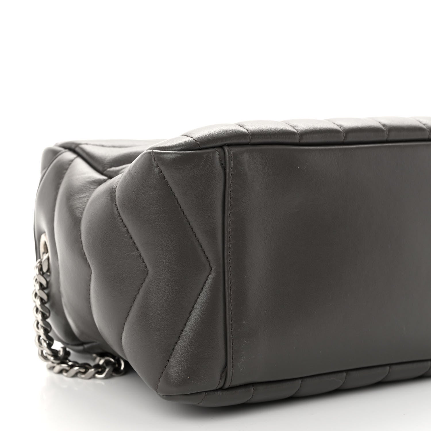 Saint Laurent Calfskin Y Quilted Monogram Small Loulou Bowling Bag Earth 8 of 9