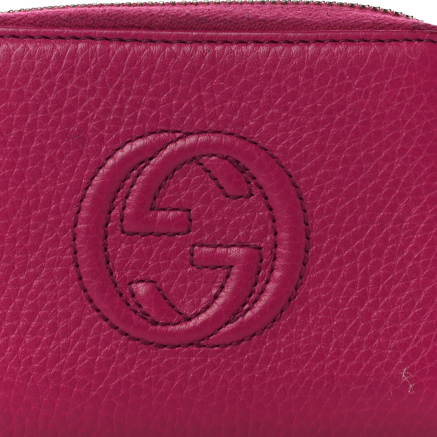 Pebbled Calfskin Soho Compact Disco Zip Around Wallet Bright Bougainvillea