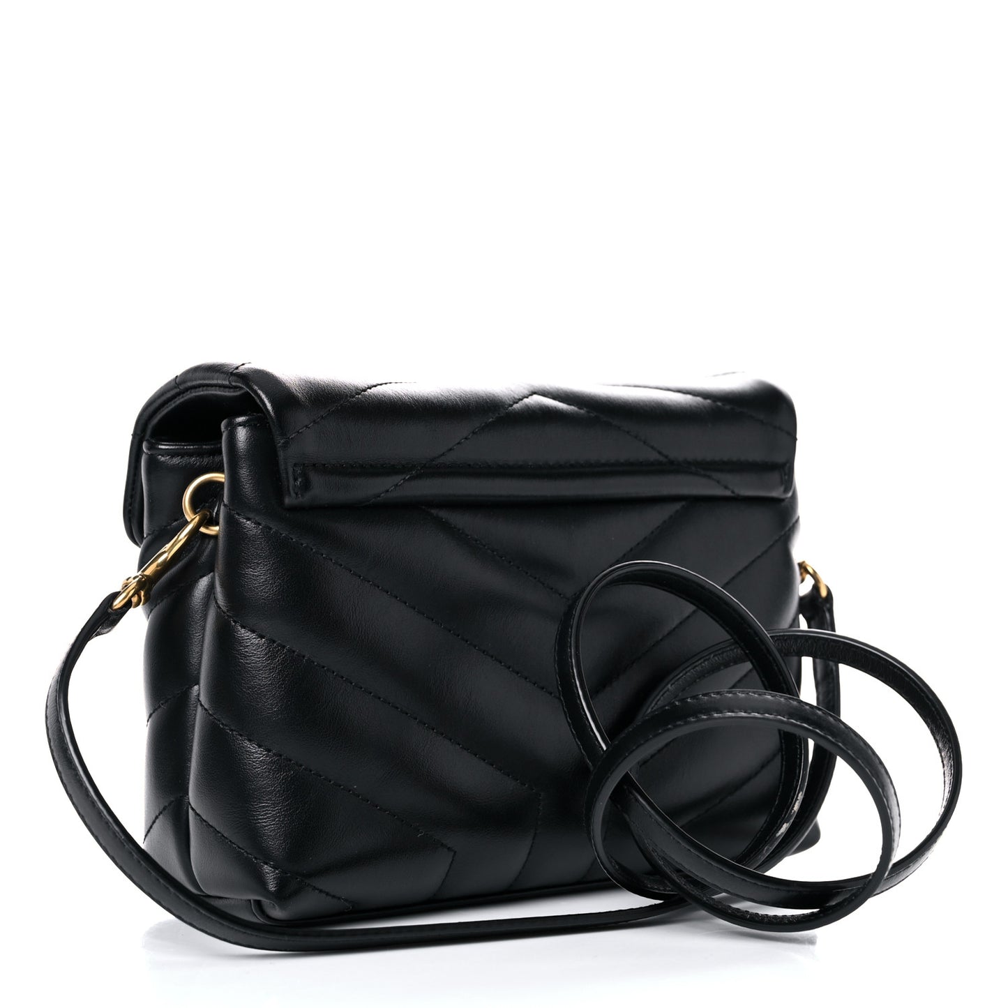 Calfskin Y Quilted Monogram Toy Loulou Crossbody Bag Black