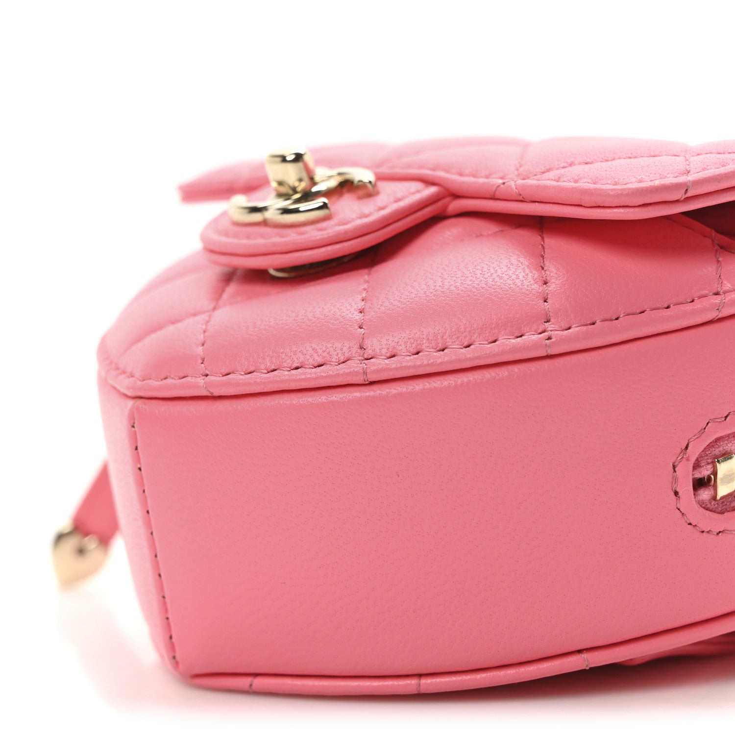 Chanel Lambskin Quilted CC In Love Heart Waist Belt Bag With Chain Pink 10 of 11