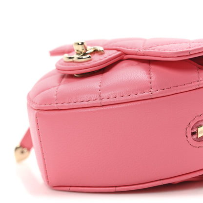 Chanel Lambskin Quilted CC In Love Heart Waist Belt Bag With Chain Pink 10 of 11