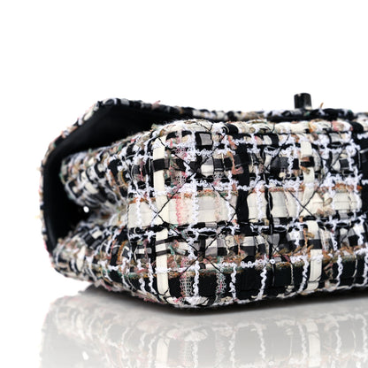 Chanel Tweed Quilted Mini Rectangular Flap White Black Multicolor 8 of 9
