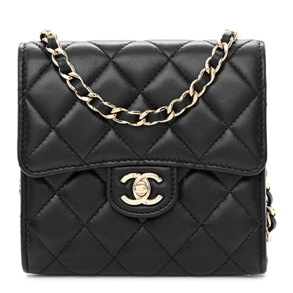 Chanel Lambskin Quilted Wallet With Chain Black 1 of 13