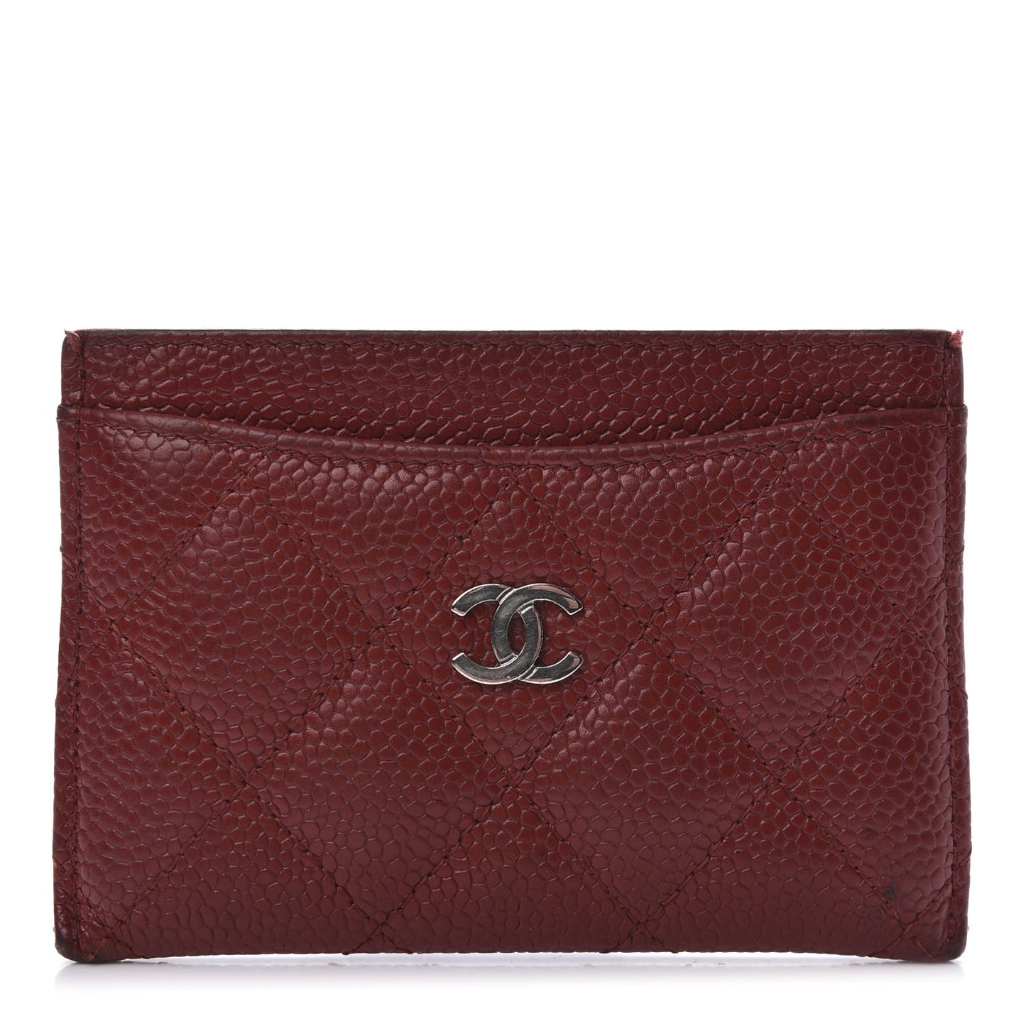 Caviar Quilted Card Holder Red