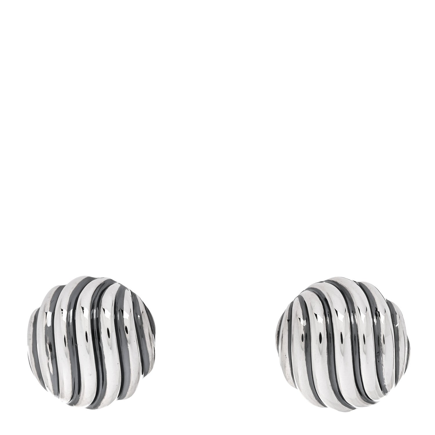 David Yurman Sterling Silver 14mm Sculpted Cable Stud Earrings 1 of 4