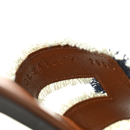 Hermes Denim Oran Fringe Sandals 36.5 Bleu Brut 9 of 9