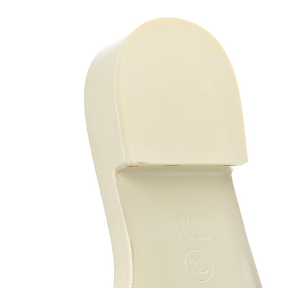 Chanel Lambskin Embroidered Logo Mules 37 Ivory Black 9 of 15