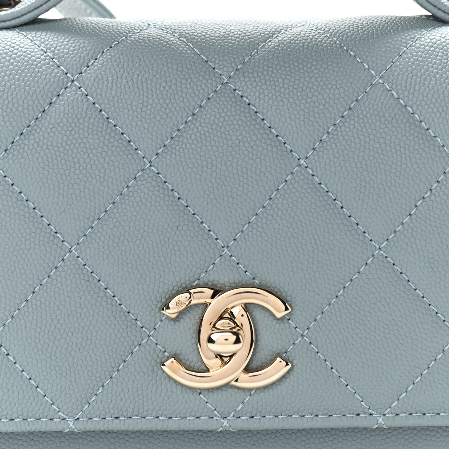 Caviar Quilted Small Business Affinity Flap Light Blue
