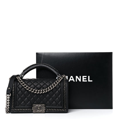 Chanel Goatskin Quilted Medium Boy Handle Flap Black 12 of 12