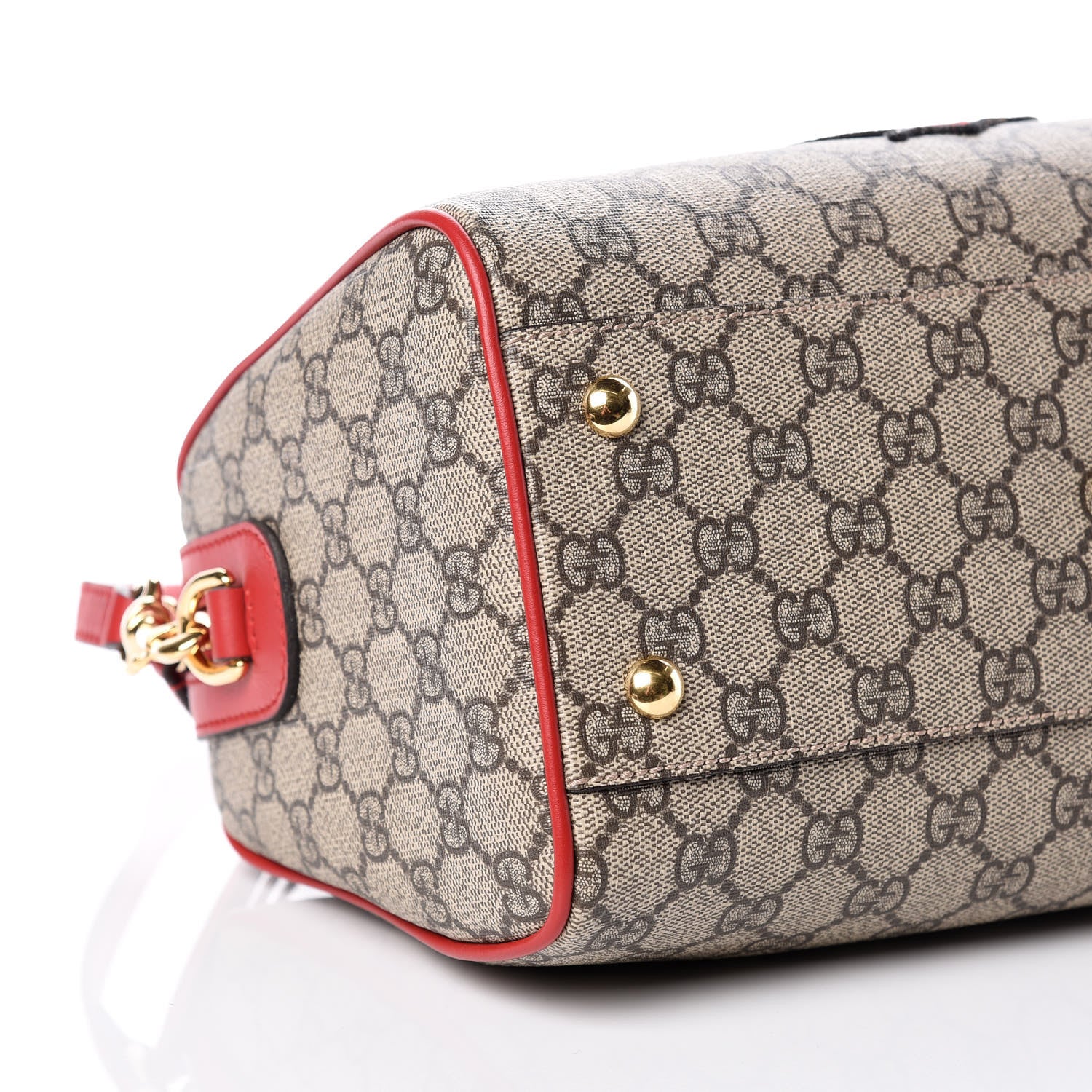 Gucci GG Supreme Monogram Kingsnake Heart Embroidered Small Boston Red 9 of 11