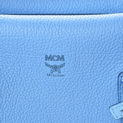 MCM Grained Calfskin Large Milla Tote Tile Blue 11 of 14