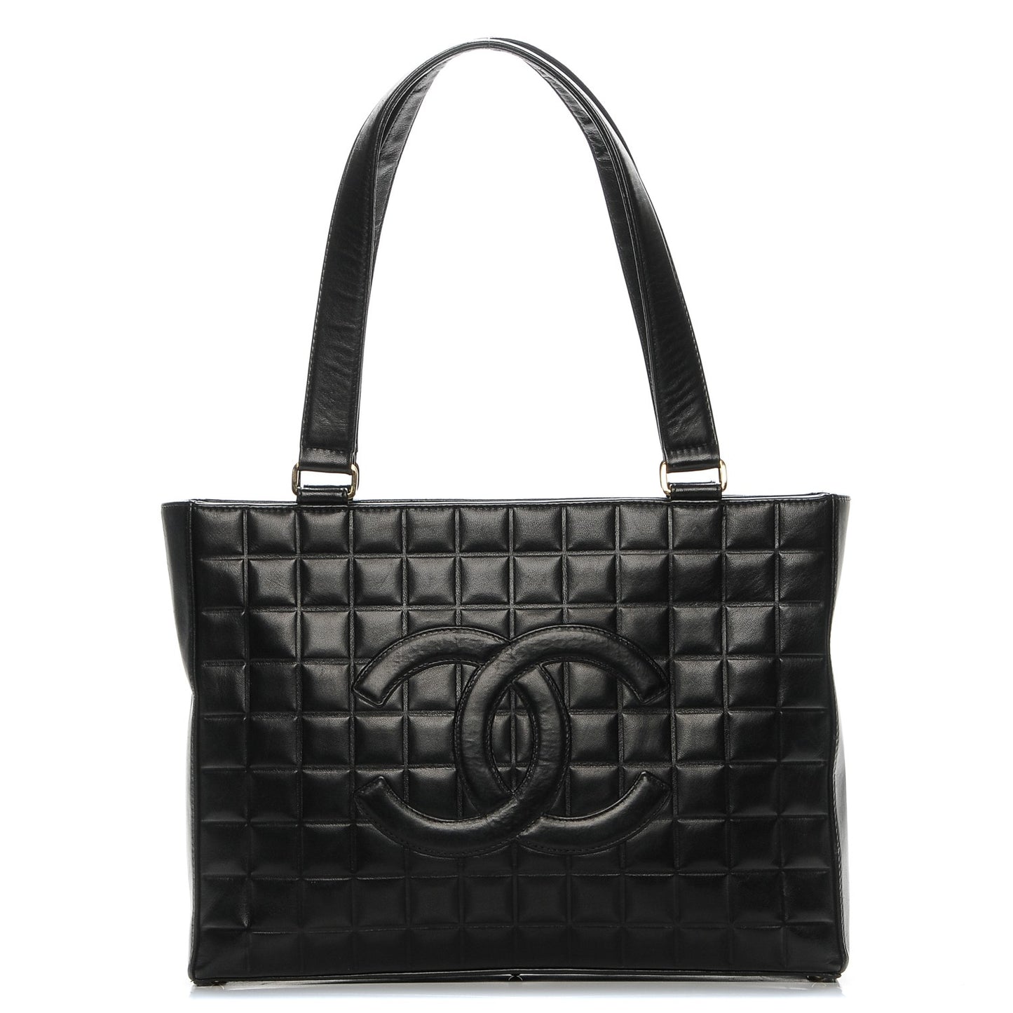 Lambskin Quilted Chocolate Bar Tote Black