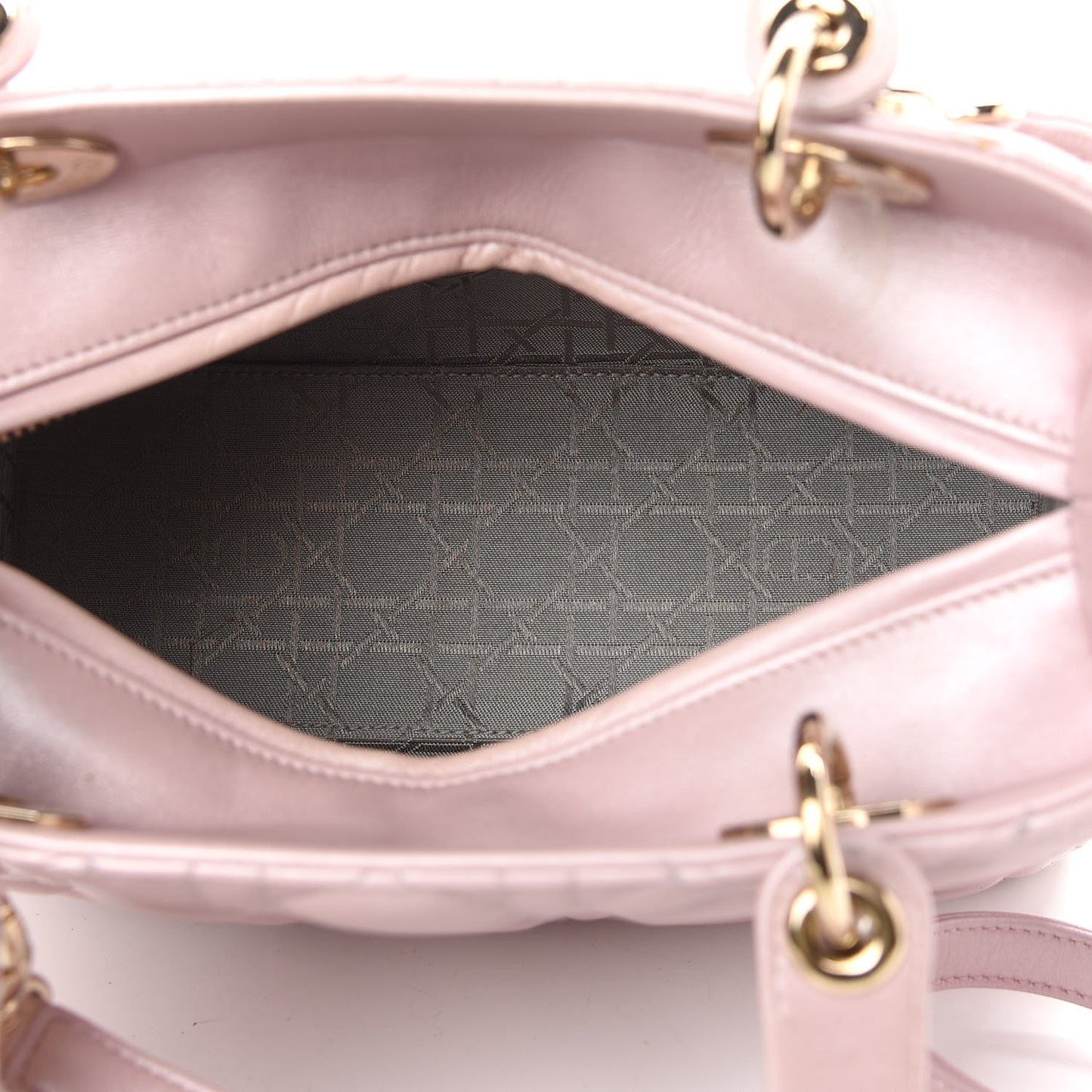 Pearly Lambskin Cannage Medium Lady Dior Lotus