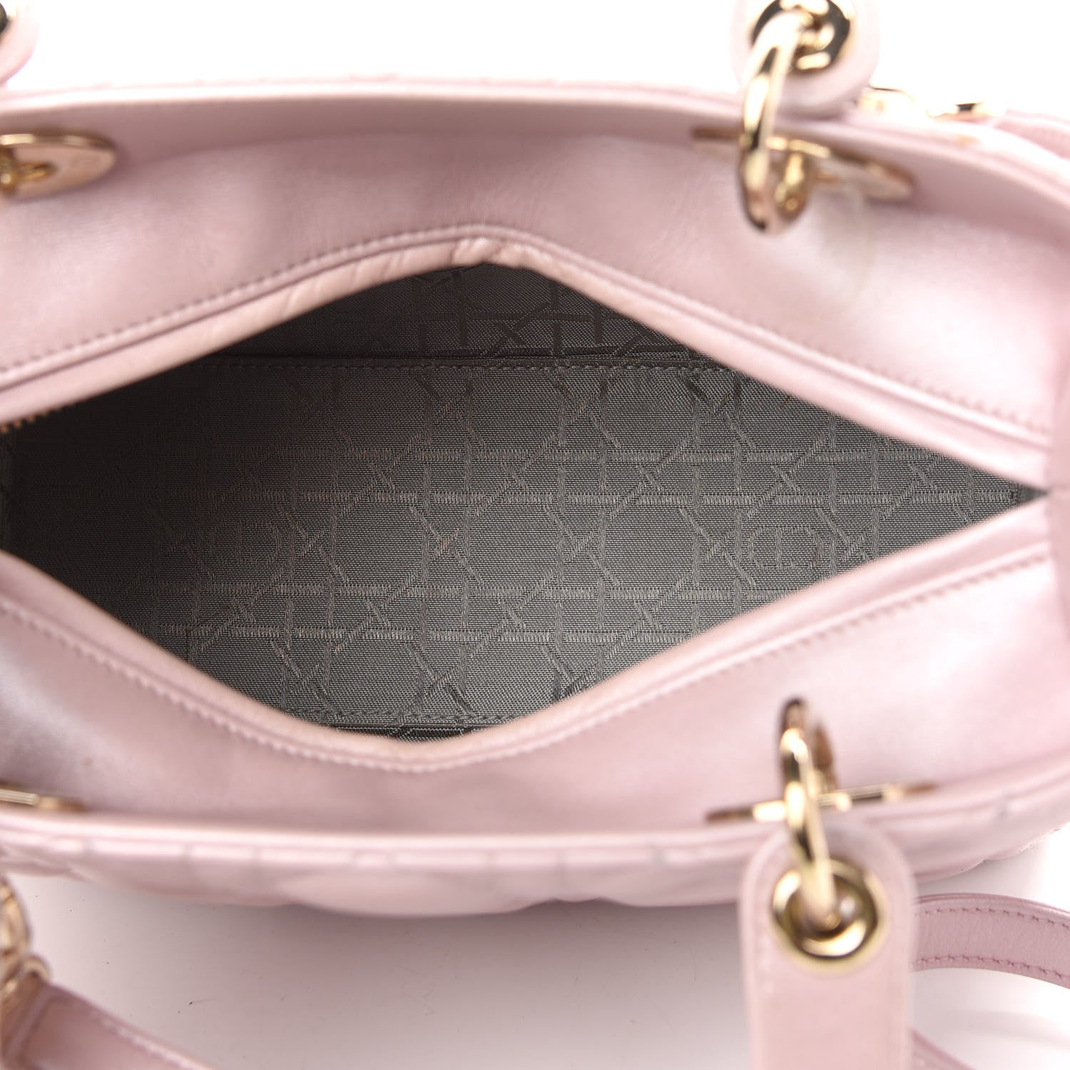 Christian Dior Pearly Lambskin Cannage Medium Lady Dior Lotus 5 of 10
