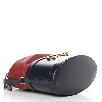 Gucci Azalea Sakai Be Green Calfskin Horsebit 1955 Drawstring Bucket Bag Blue New Cherry Red 4 of 10