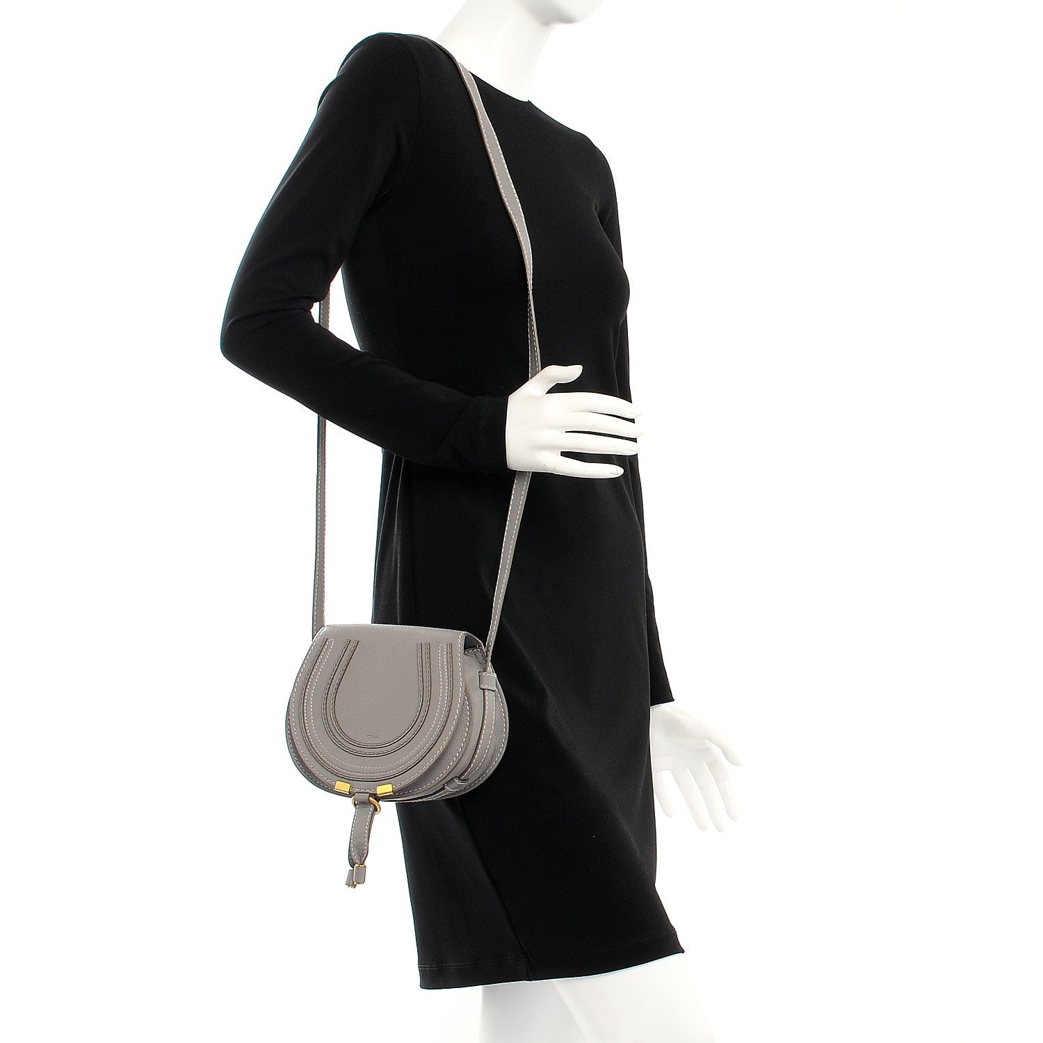 Chloe Calfskin Mini Marcie Round Crossbody Bag Cashmere Grey 2 of 8