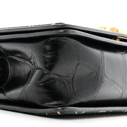Chanel Calfskin Crocodile Embossed Graffiti Cocodile Medium Boy Flap Black 9 of 15