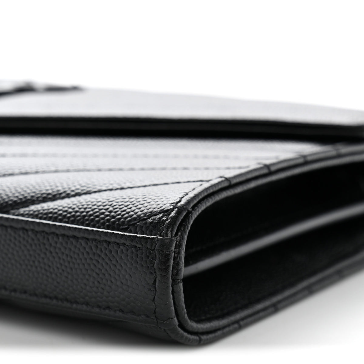 Grain De Poudre Matelasse Chevron Monogram Monochrome Chain Wallet Black