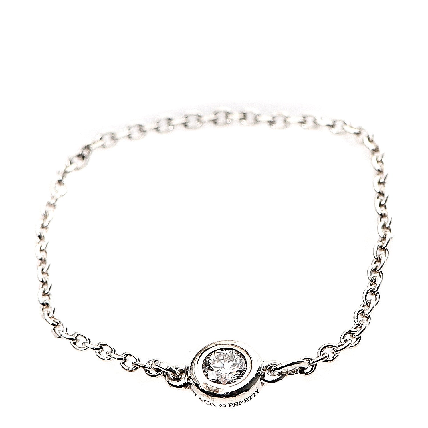 Tiffany Sterling Silver Diamond 0.06ct Elsa Peretti Diamonds by the Yard Ring 66 11.5 1 of 3