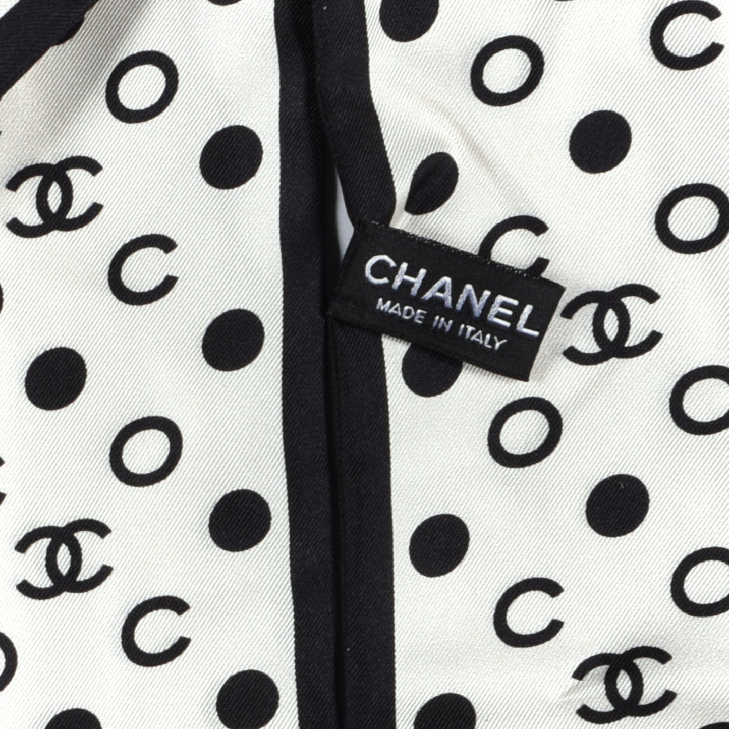 Silk Polka Dot CC Bandeau Scarf White Black