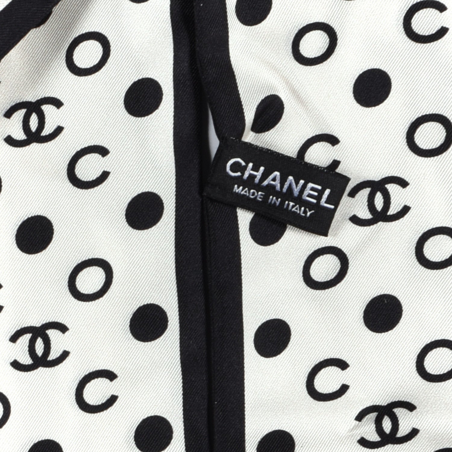 Chanel Silk Polka Dot CC Bandeau Scarf White Black 3 of 4
