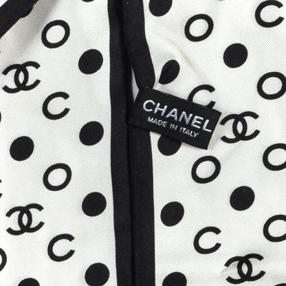 Chanel Silk Polka Dot CC Bandeau Scarf White Black 3 of 4