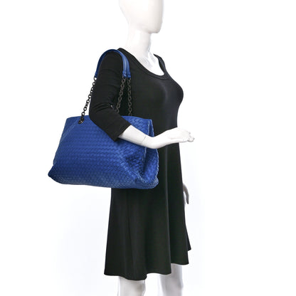 Bottega Veneta Nappa Intrecciato Large Classic Chain Strap Tote Signal Blue 2 of 8