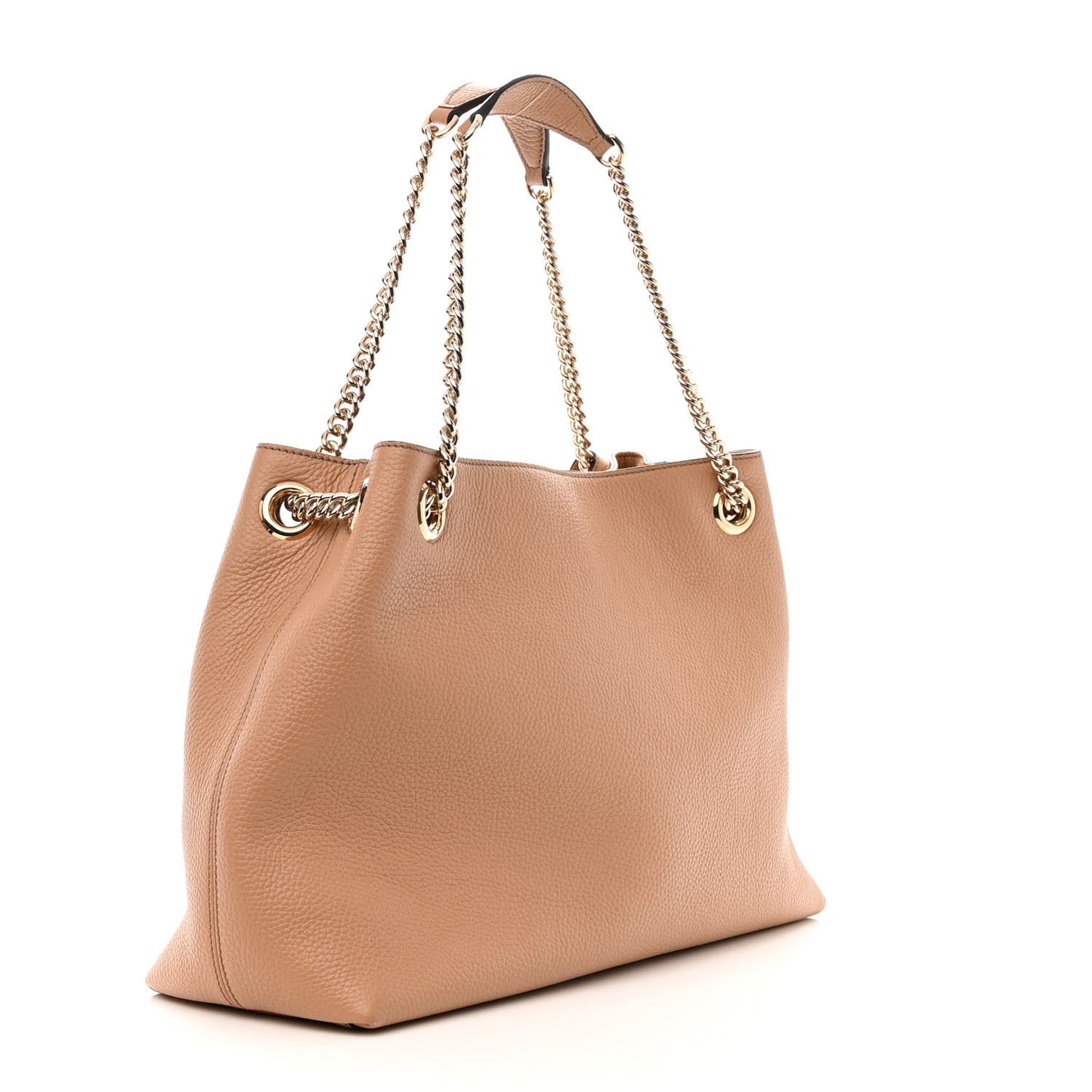 Pebbled Calfskin Medium Soho Chain Shoulder Bag Camelia