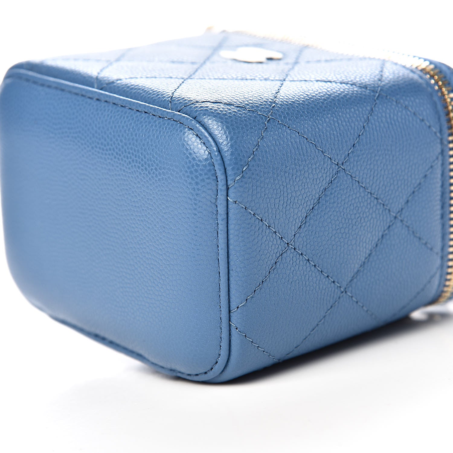 Chanel Caviar Quilted Mini Vanity Case With Chain Blue 9 of 11