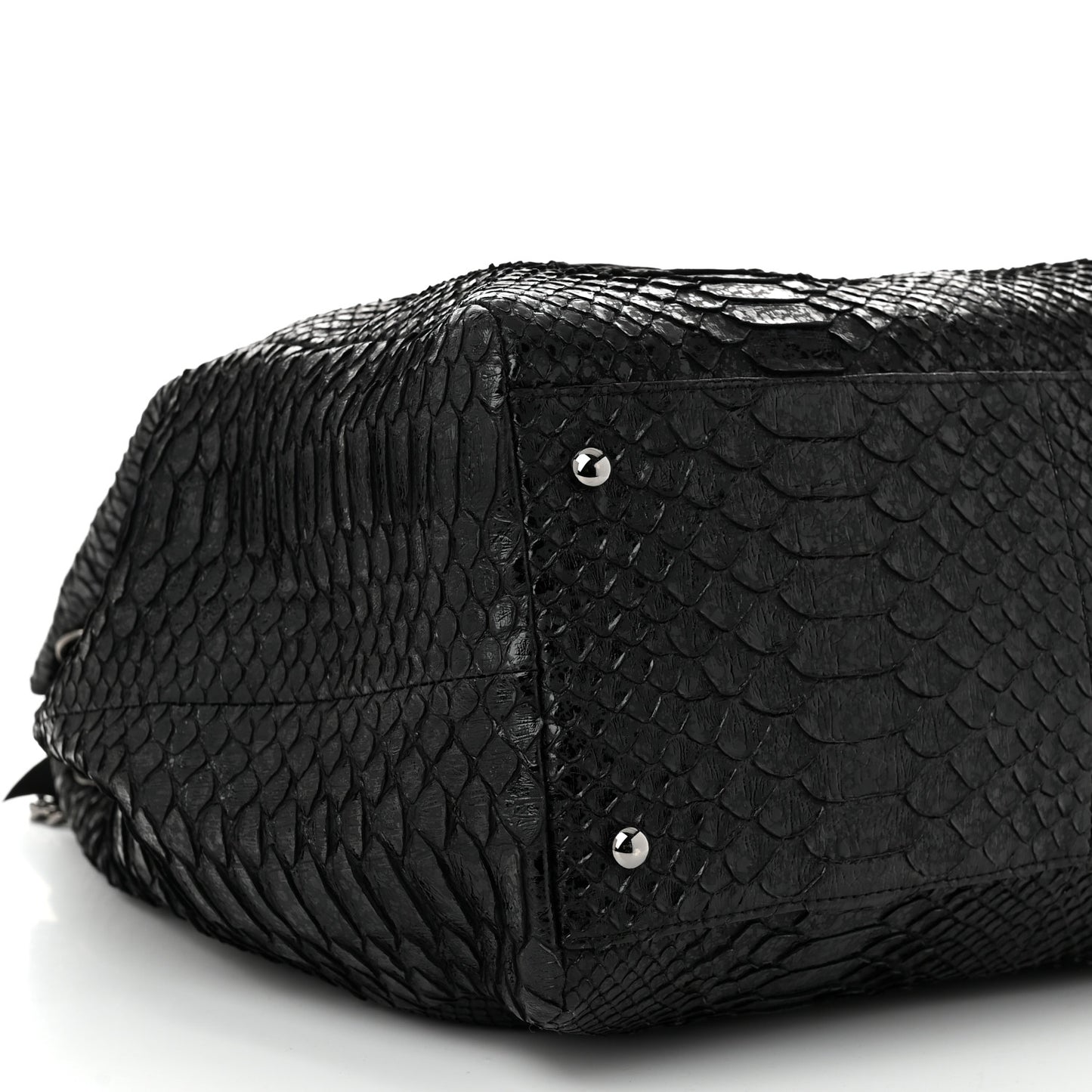 Snakeskin Accordion Tote Black