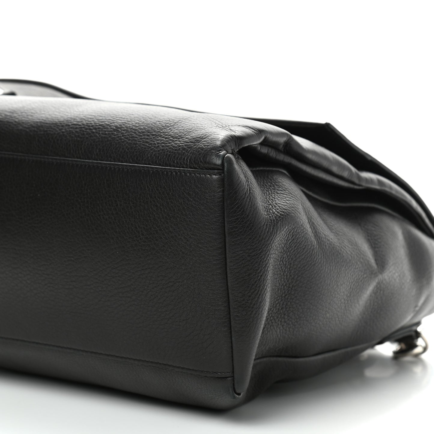 Waxy Grained Calfskin Medium Pandora Pure Flap Bag Black
