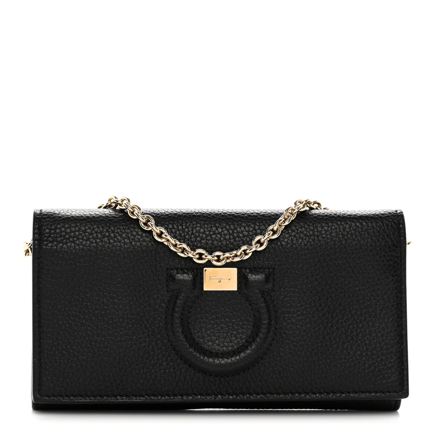 Calfskin City Wallet On Chain Black