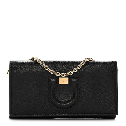 Salvatore Ferragamo Calfskin City Wallet On Chain Black 1 of 13
