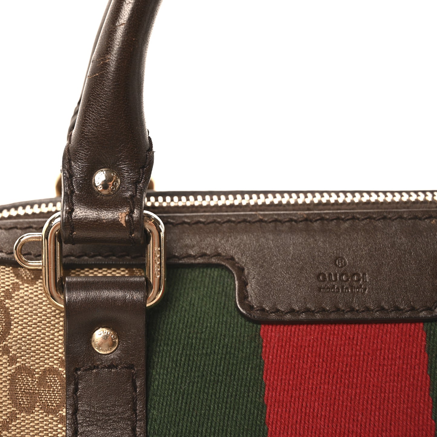 Monogram Vintage Web Small Boston Dark Brown