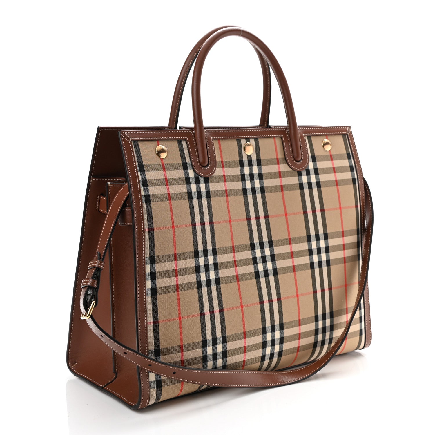 Burberry Vintage Check Calfskin Medium Title Bag Archive Beige 3 of 10
