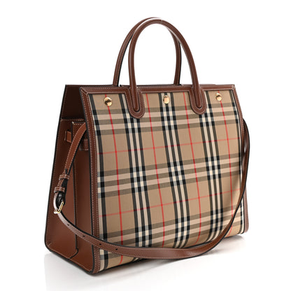Burberry Vintage Check Calfskin Medium Title Bag Archive Beige 3 of 10
