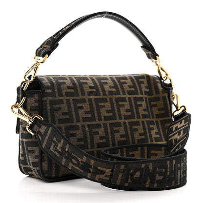 Fendi Fabric Jacquard FF 1974 Medium Baguette Tobacco Moro Black 3 of 9