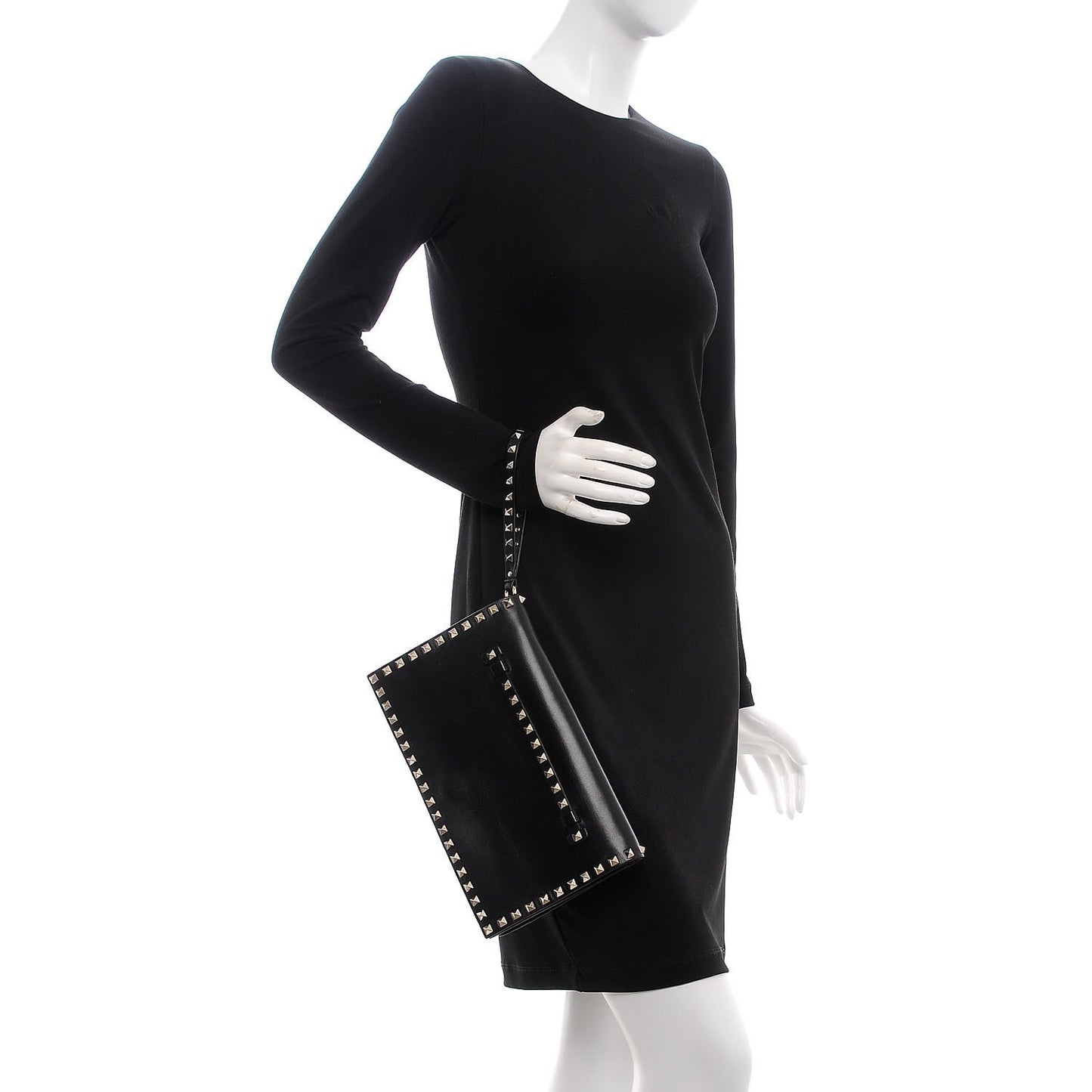 Nappa Rockstud Wristlet Clutch Black