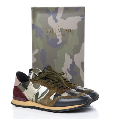 Valentino Garavani Nappa Suede Camouflage Mens Rockrunner Sneakers 44 Military Green 17 of 17