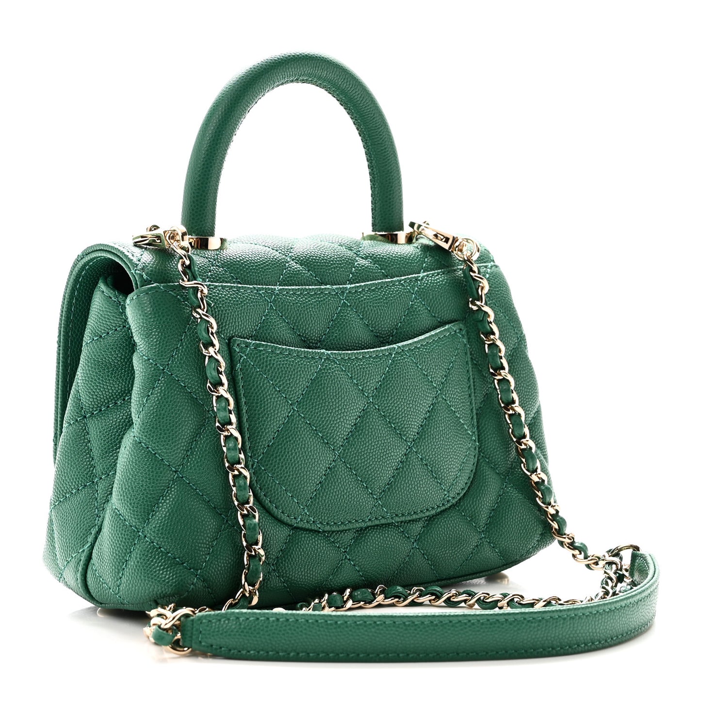Caviar Quilted Extra Mini Coco Handle Flap Green