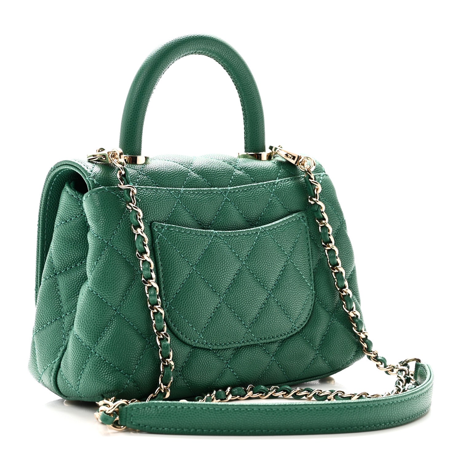 Chanel Caviar Quilted Extra Mini Coco Handle Flap Green 3 of 10