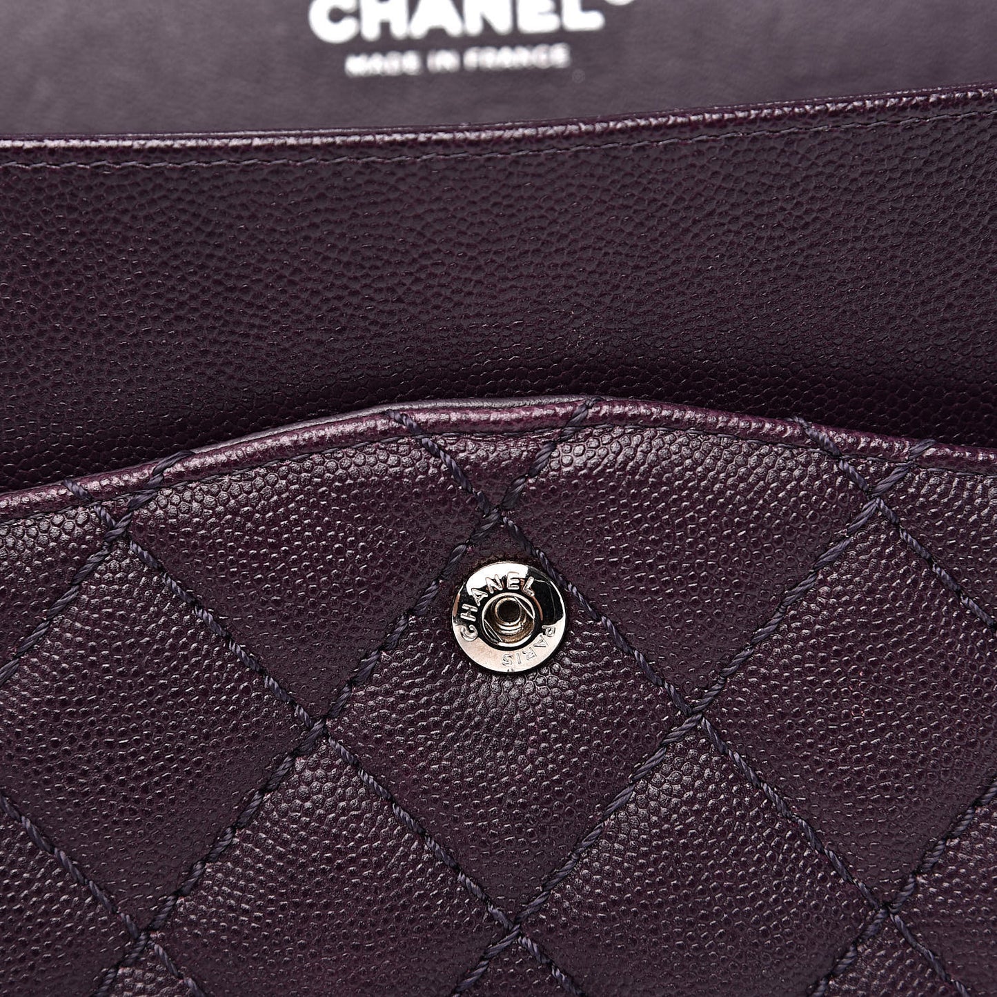 Caviar Quilted Jumbo Double Flap Dark Purple