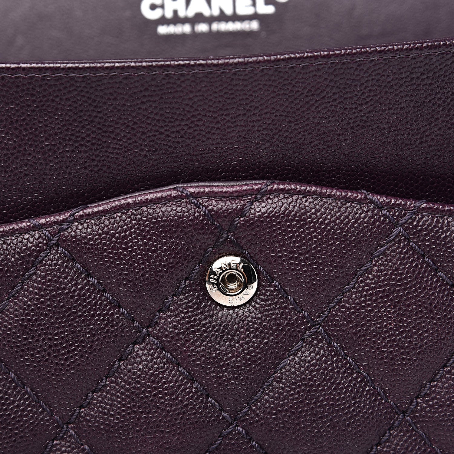 Chanel Caviar Quilted Jumbo Double Flap Dark Purple 14 of 17