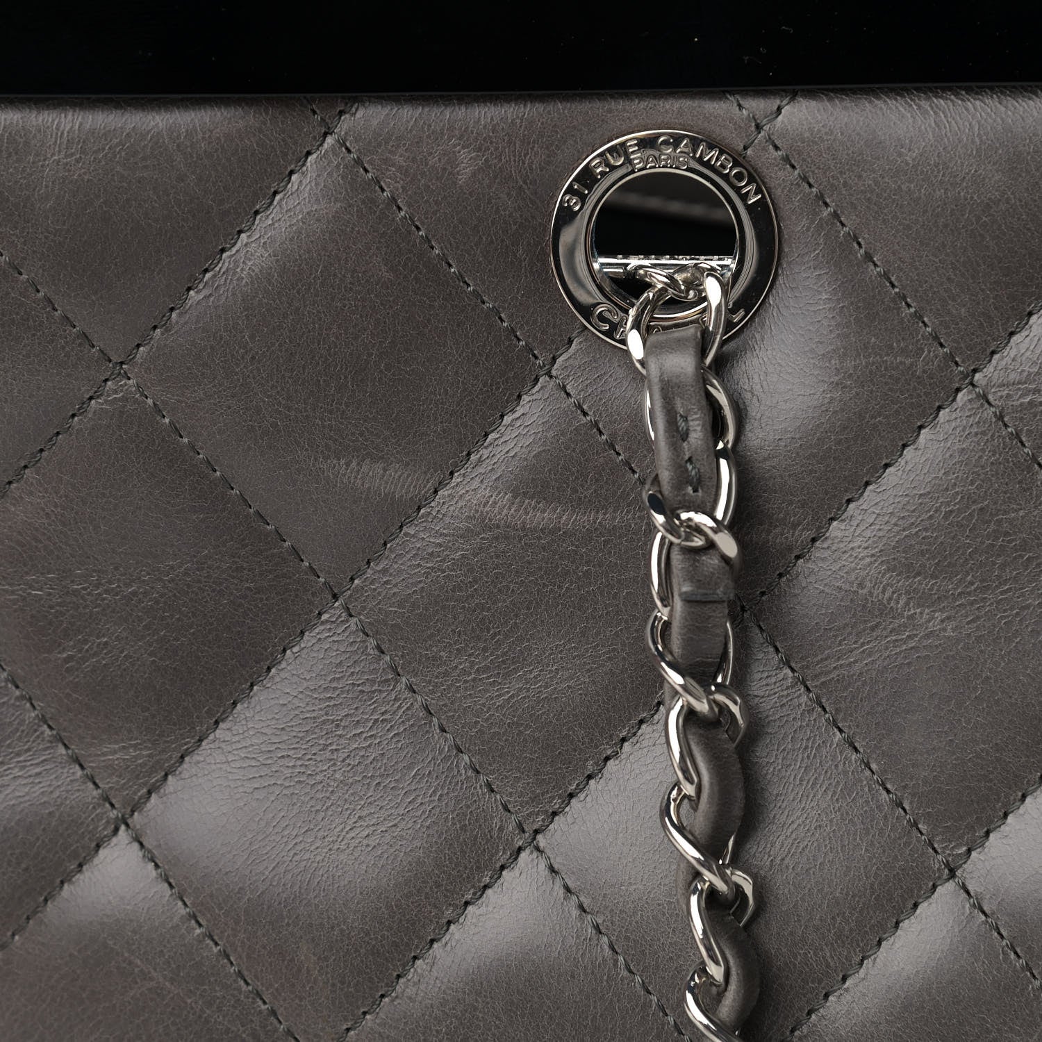 Chanel Glazed Calfskin Quilted Large CC Delivery Tote Grey 12 of 15