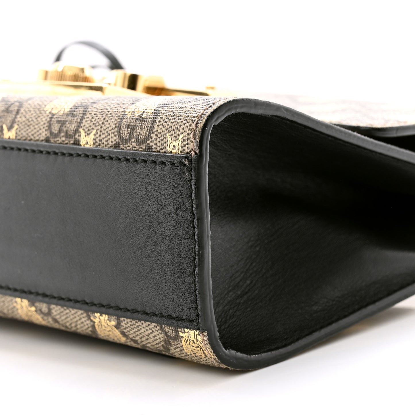 GG Supreme Monogram Bees Small Padlock Shoulder Bag Black