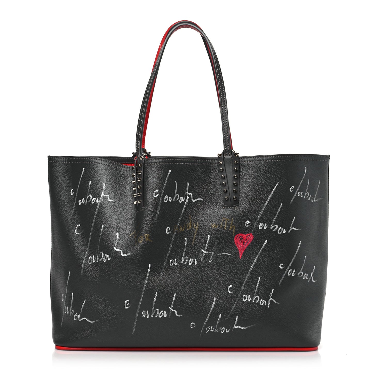 Calfskin Graffiti Print East West Cabata Tote Charbon Multicolor