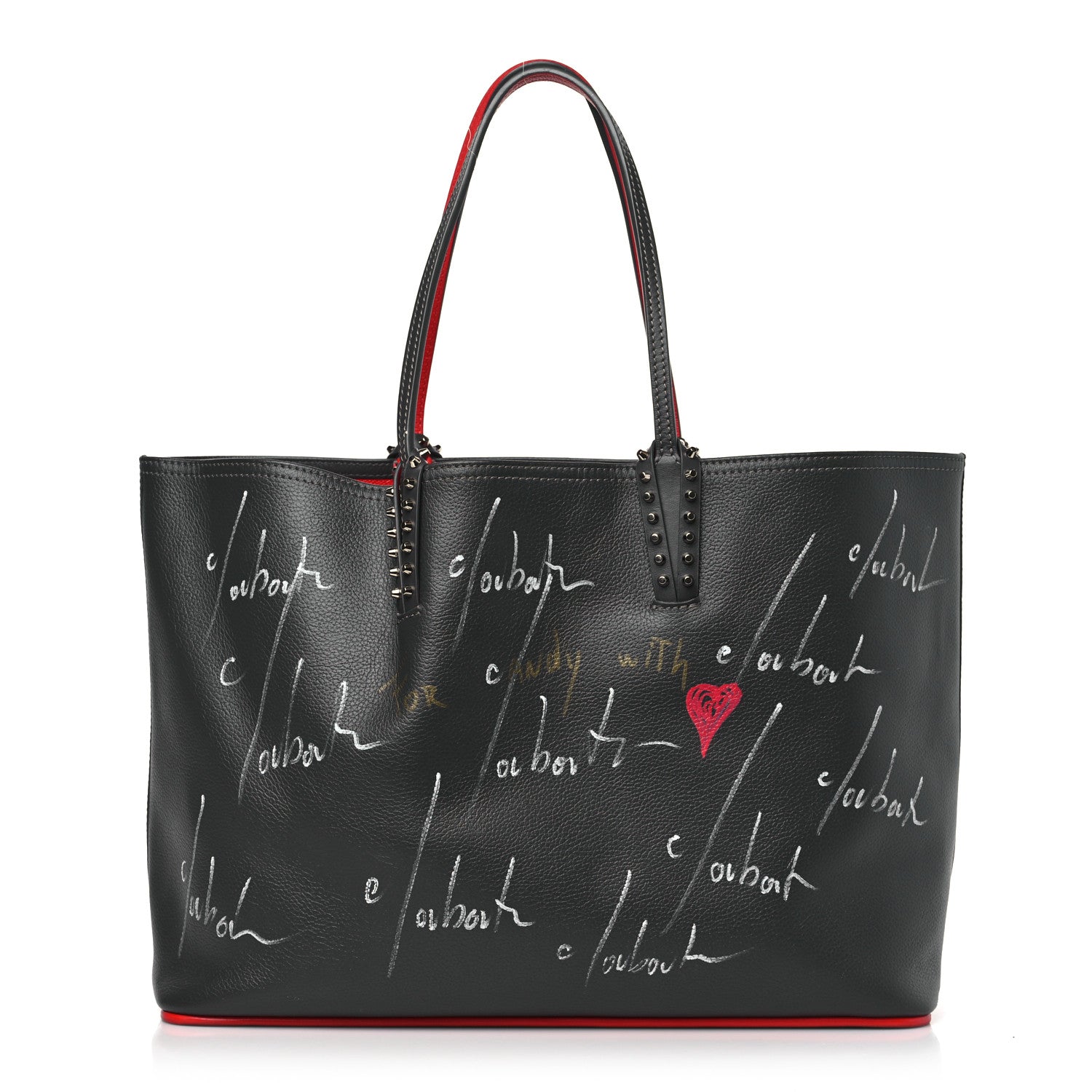Christian Louboutin Calfskin Graffiti Print East West Cabata Tote Charbon Multicolor 1 of 9