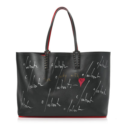 Christian Louboutin Calfskin Graffiti Print East West Cabata Tote Charbon Multicolor 1 of 9