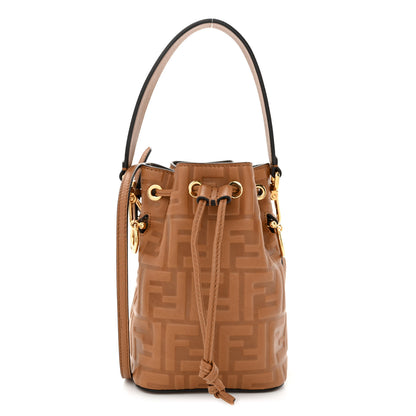 Fendi Vitello Cristallo Nature F is Fendi FF 1974 Embossed Mini Mon Tresor Bucket Bag Cuoio 1 of 10